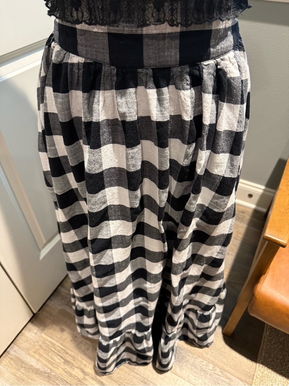 Black & White Buffalo Check Maxi Skirt - Women - Picture 2 of 4